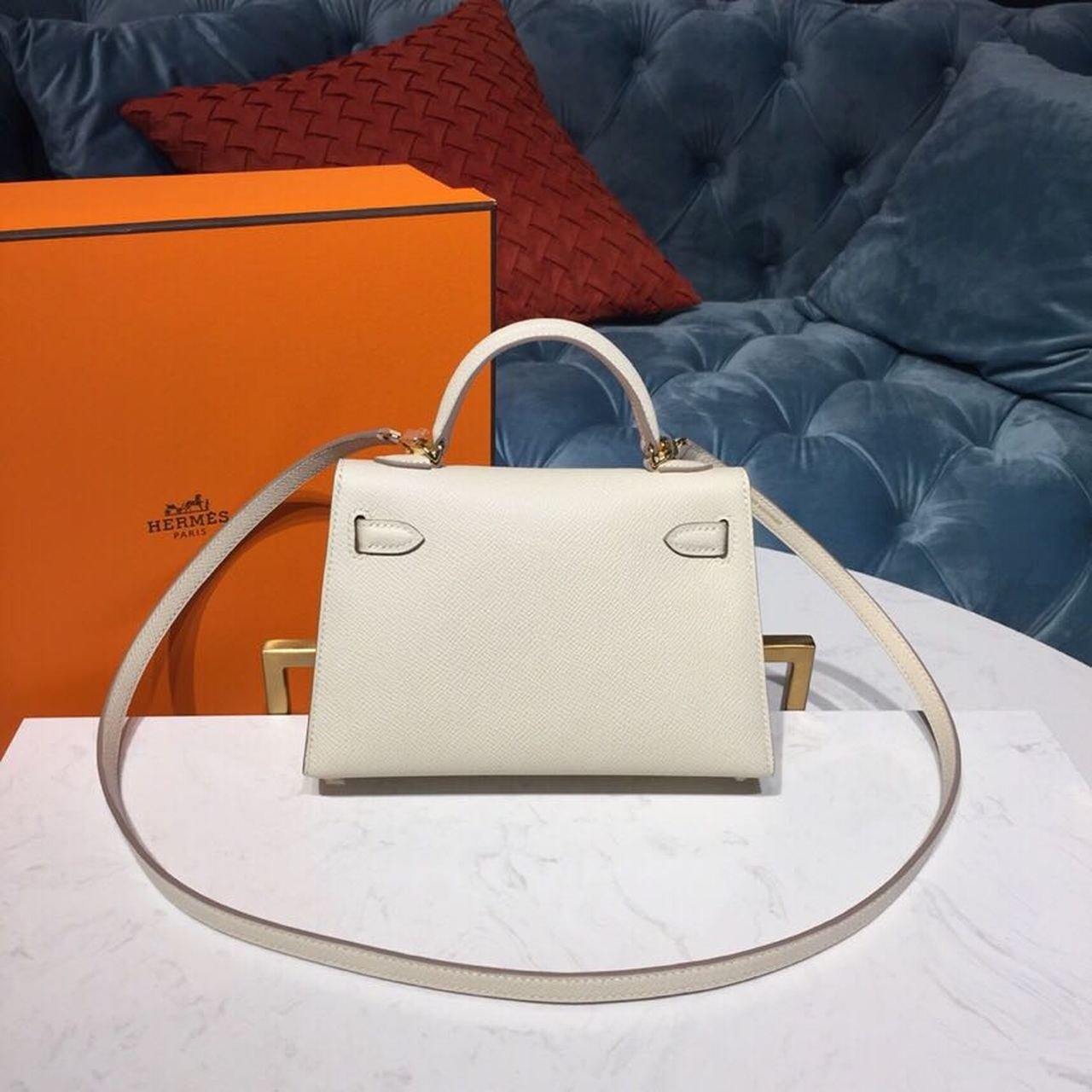 Hermes Mini Kelly Craie For Women Gold-Toned Hardware 7.5in/19cm
