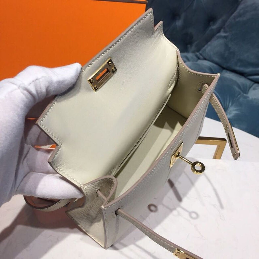 Hermes Mini Kelly Craie For Women Gold-Toned Hardware 7.5in/19cm