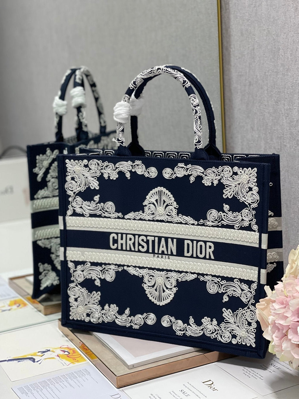 Christina Dior Book Tote Bag 41cm Black
