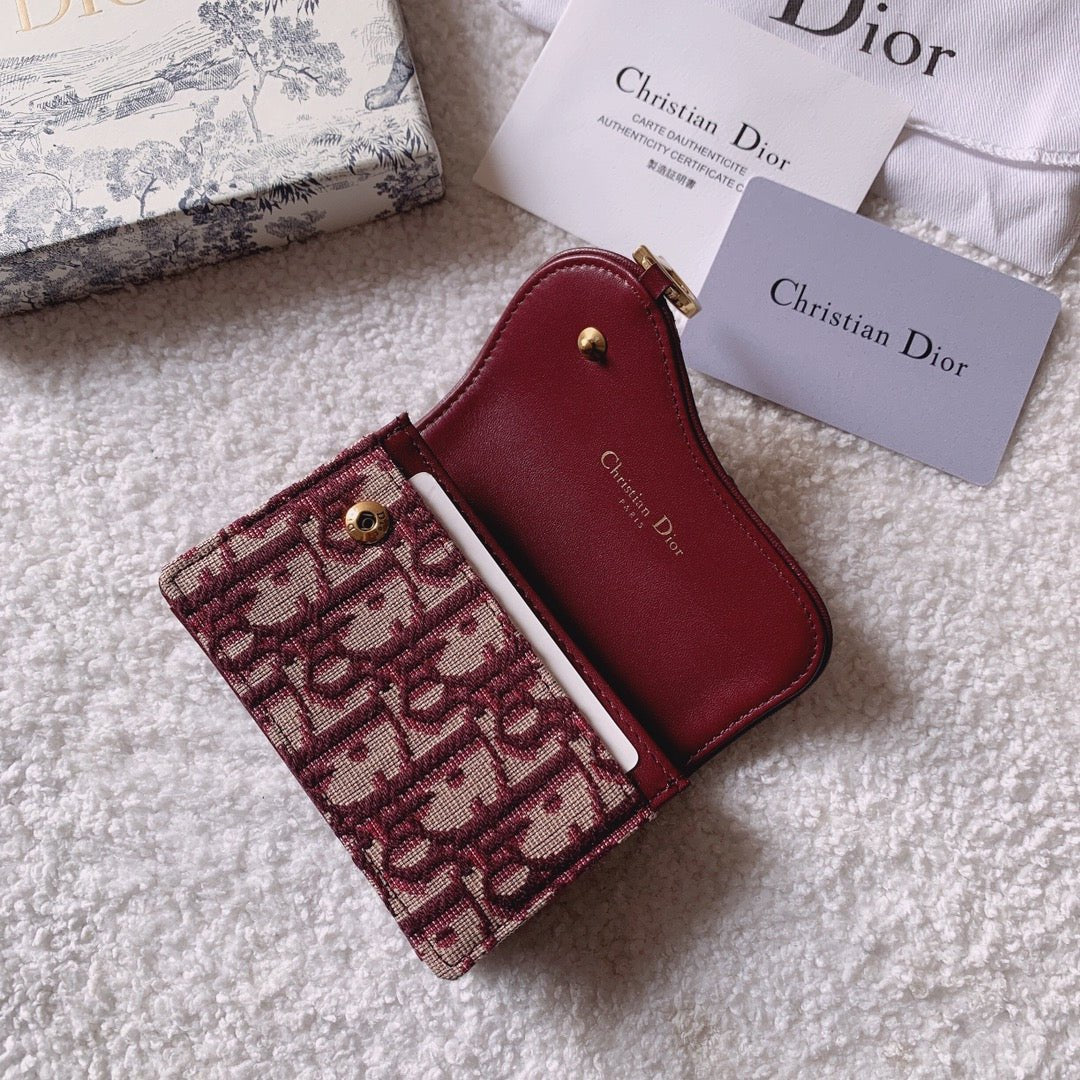 Christian Dior Oblique Saddle Red Wallet 11cm