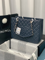 Chanel Tote Bag Spring Collection Silver Hardware 33cm Blue