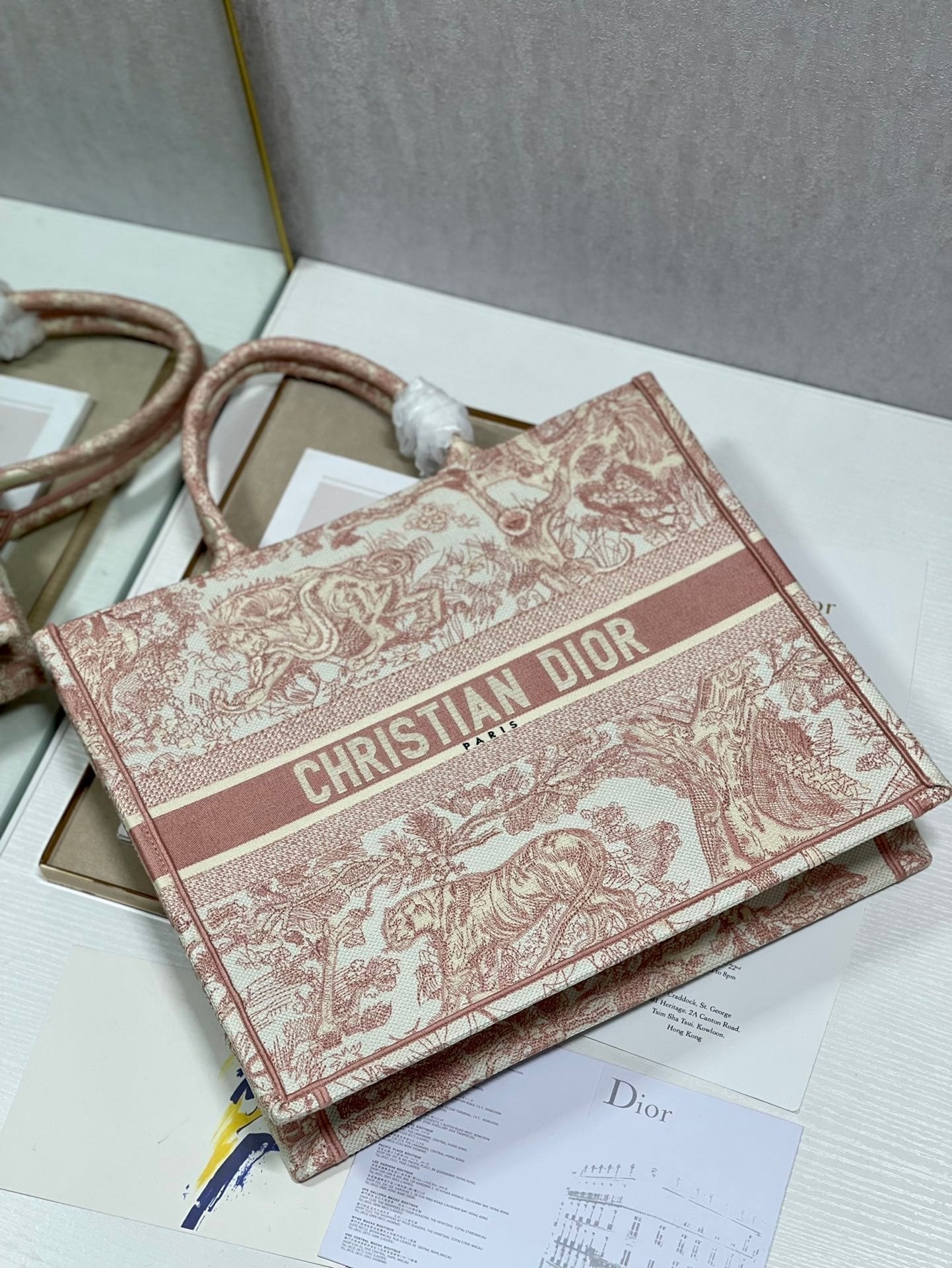 Christina Dior Book Tote Bag 41cm Light Red