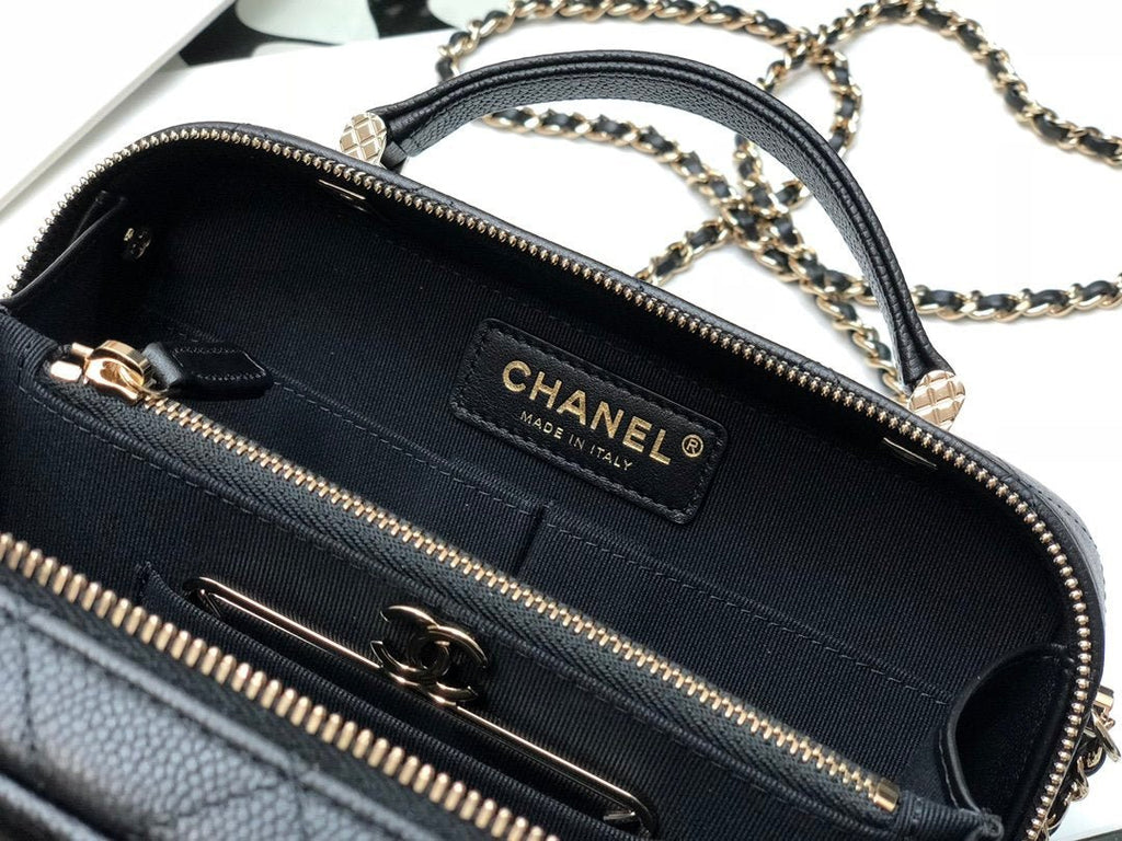 Chanel Shoulder Bag Top Handle With Chain 19cm Black