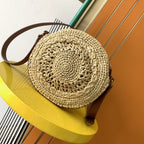 Saint Laurent Sac Rond Bag In Raffia For Women 21cm YSL Brown 685601GAAAA2080