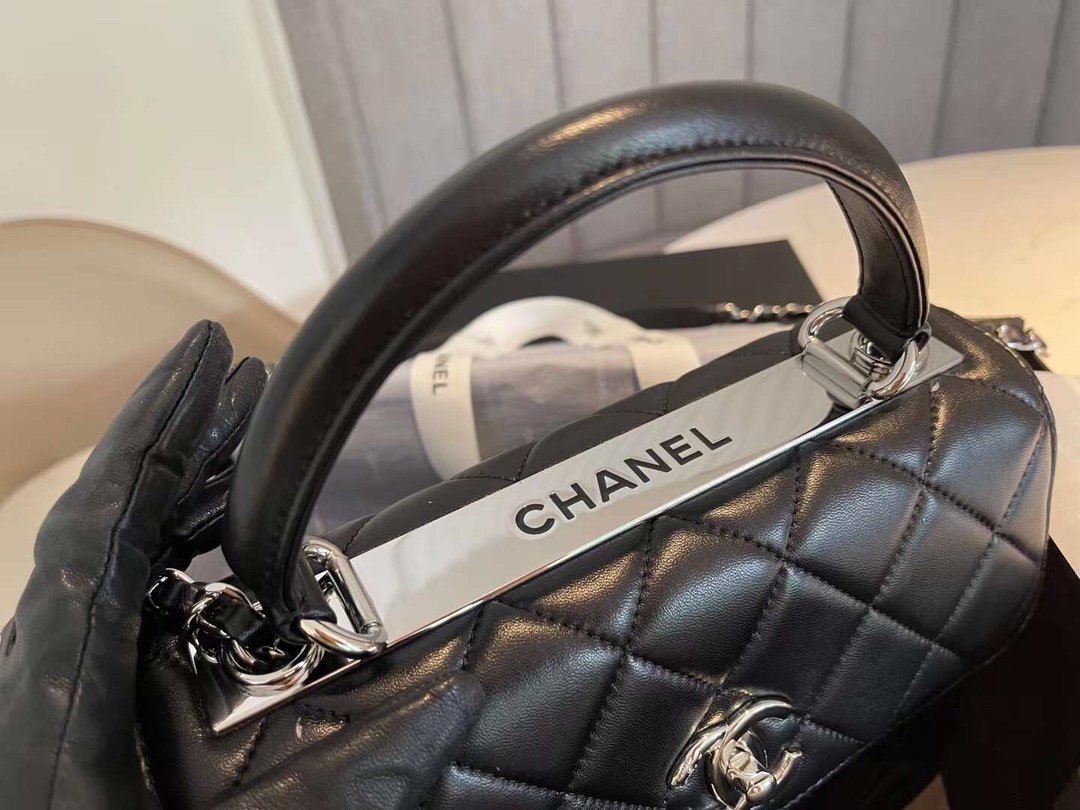 Chanel Classic Flap Bag Silver Hardware 25cm Black