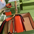 Gucci Bamboo 1947 Small Top Handle Bag Orange For Women 8.3in/21cm ‎GG