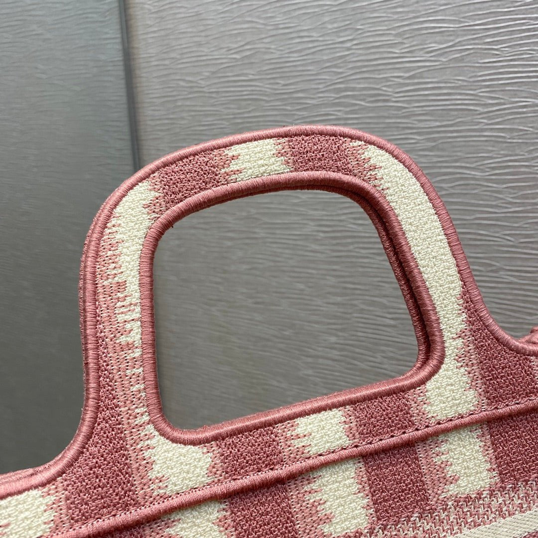 Christian Dior Pink Book Tote D-Stripes 23cm