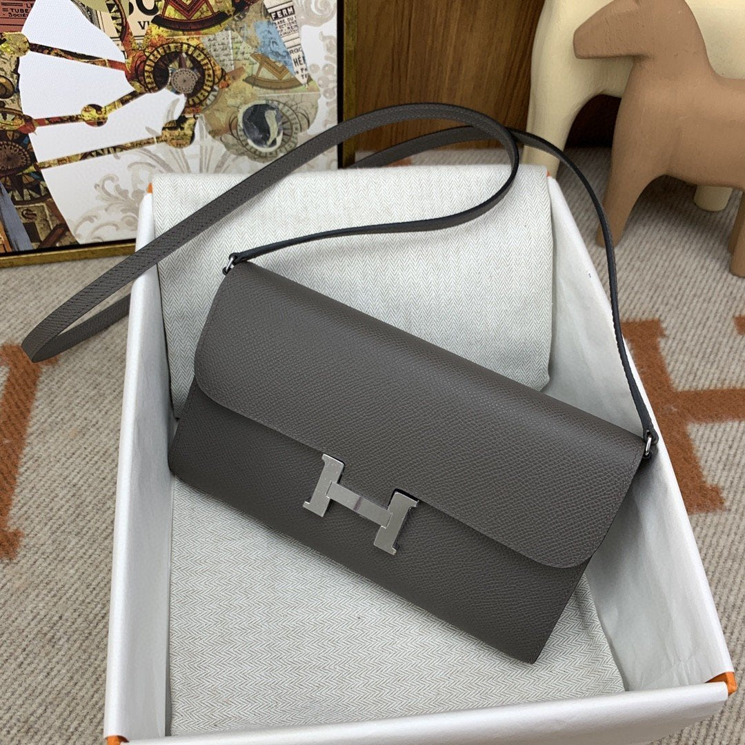Hermes Constance Long Togo Wallet Grey, Silver Toned Hardware Bag For Women, Women’s Handbags, Shoulder Bags 8.1in/21cm