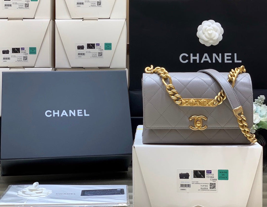 Chanel Co Co Cross Body Bag 24cm Grey