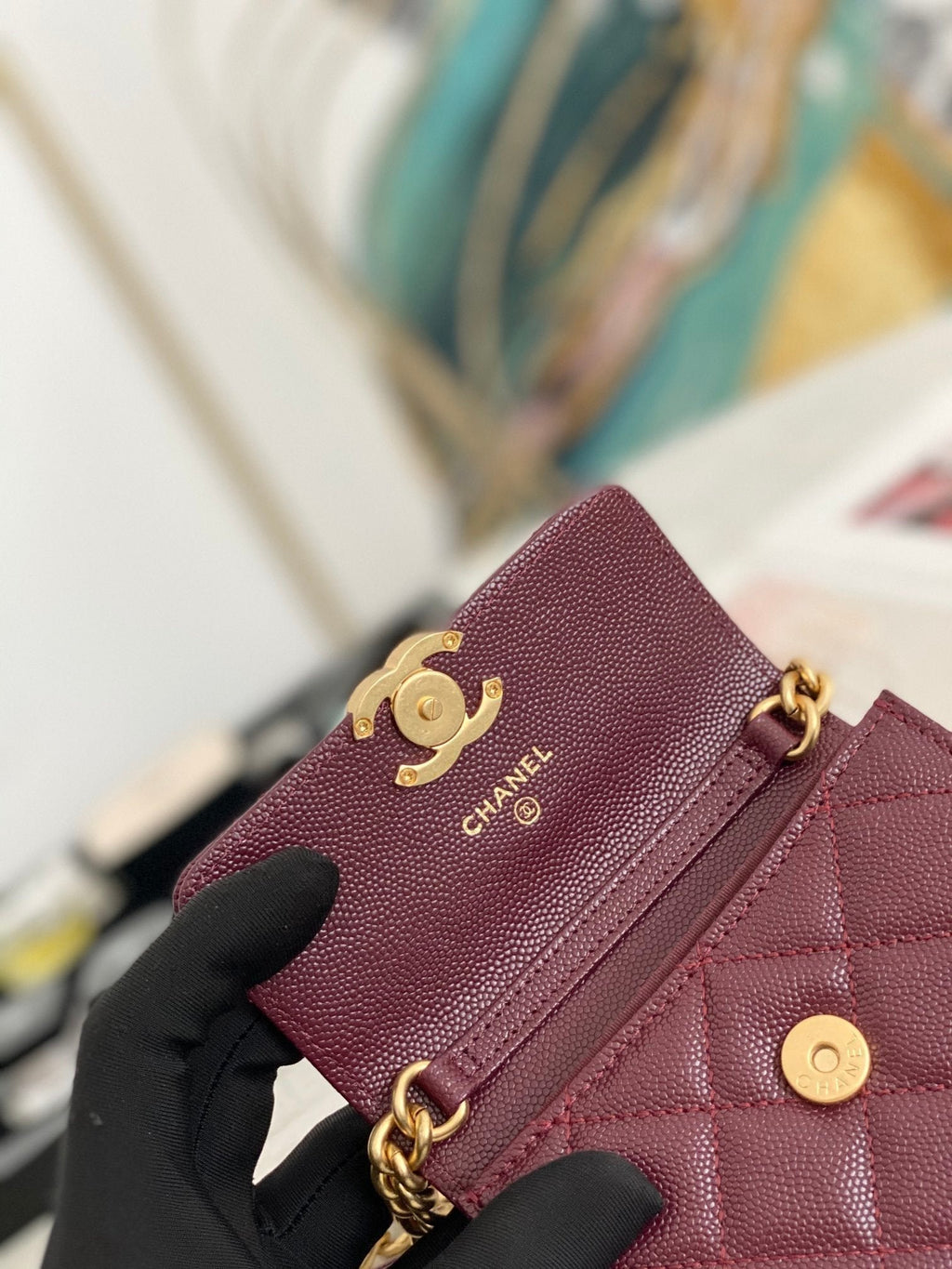 Chanel Flap Bag Mini Gold 12cm Red