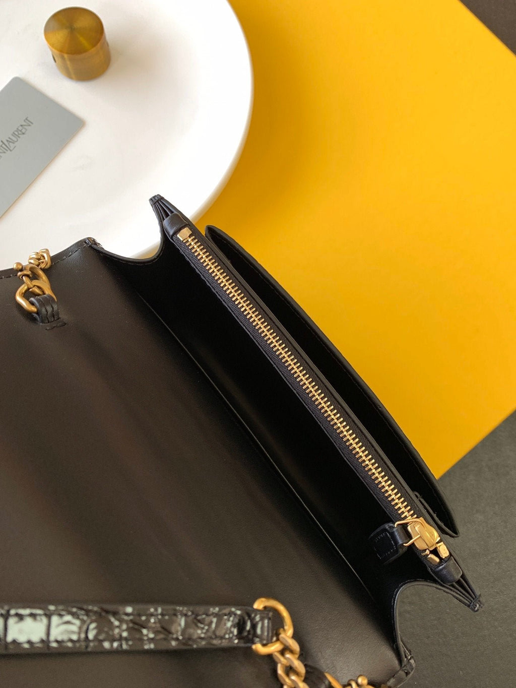 Saint Laurent Sunset Chain Bag With Gold Hardware 19cm