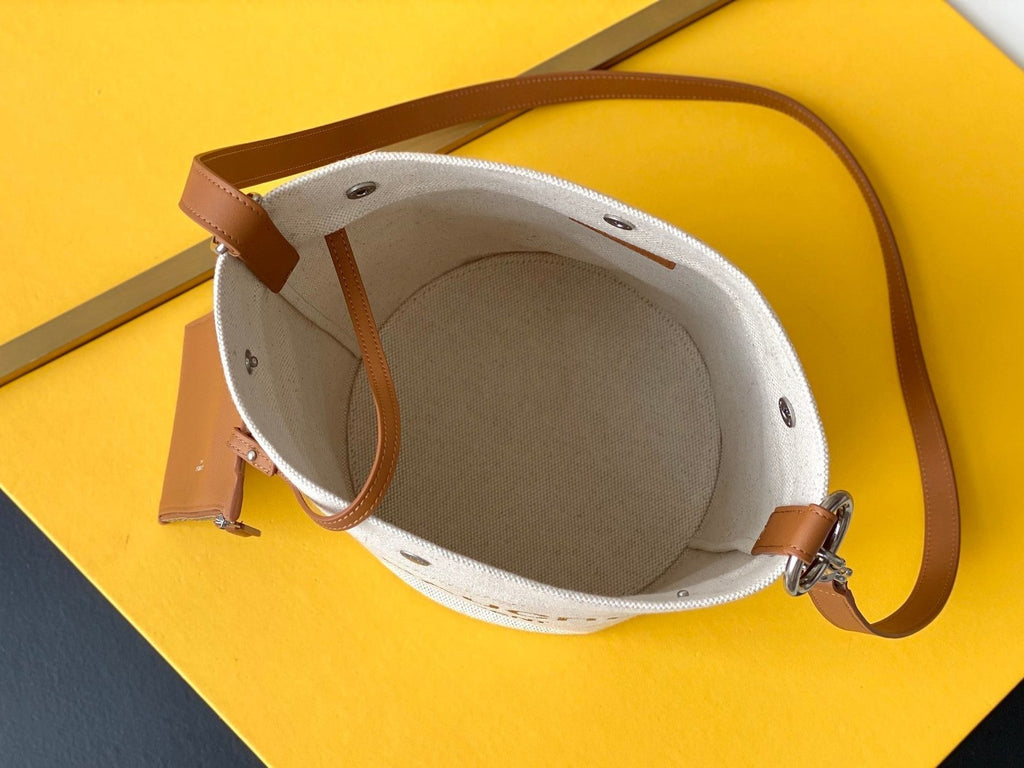 Saint Laurent Rive Gauche Bucket Bag With Brown Strap 20cm