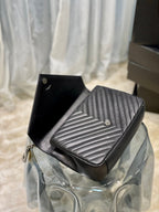 Saint Laurent College Large Chain Bag With Silver Hardware 32cm