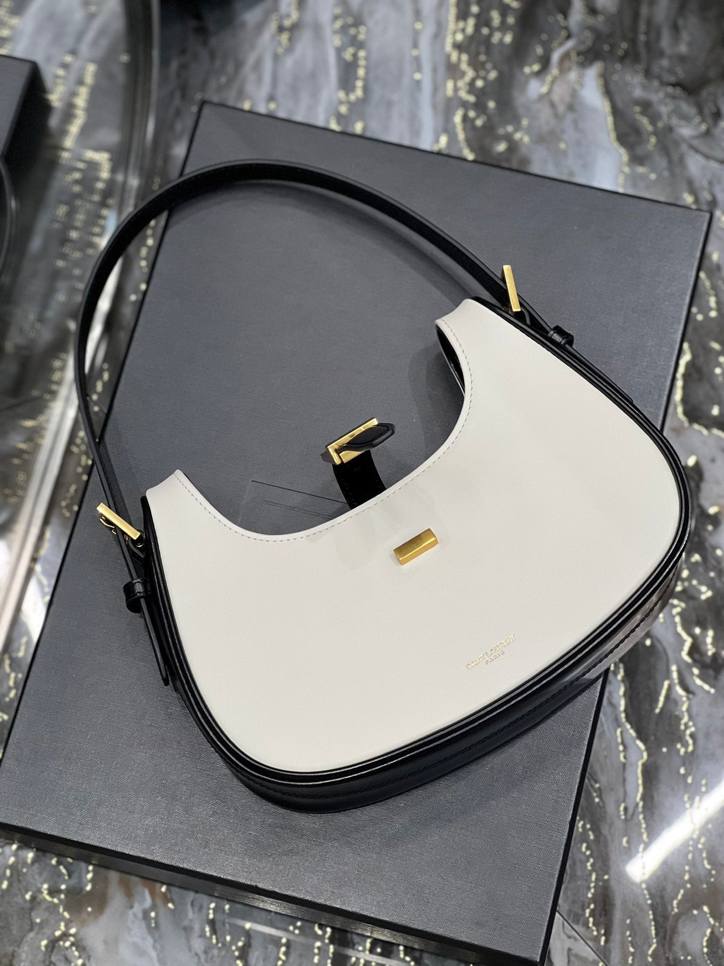Saint Laurent Le Fermoir Hobo Bag With Gold Hardware 24cm