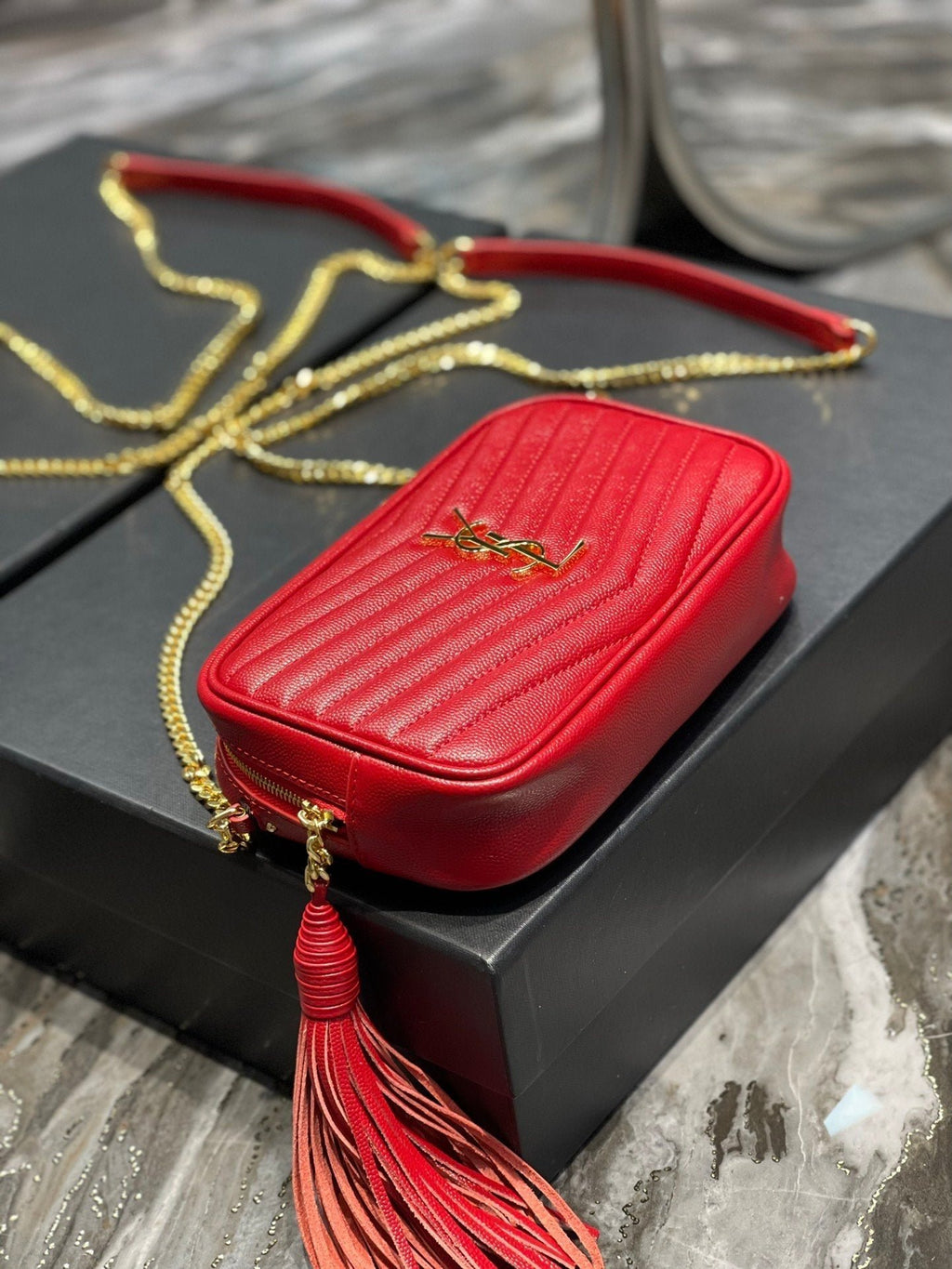 Saint Laurent Lou Mini Bag With Gold Hardware 18cm