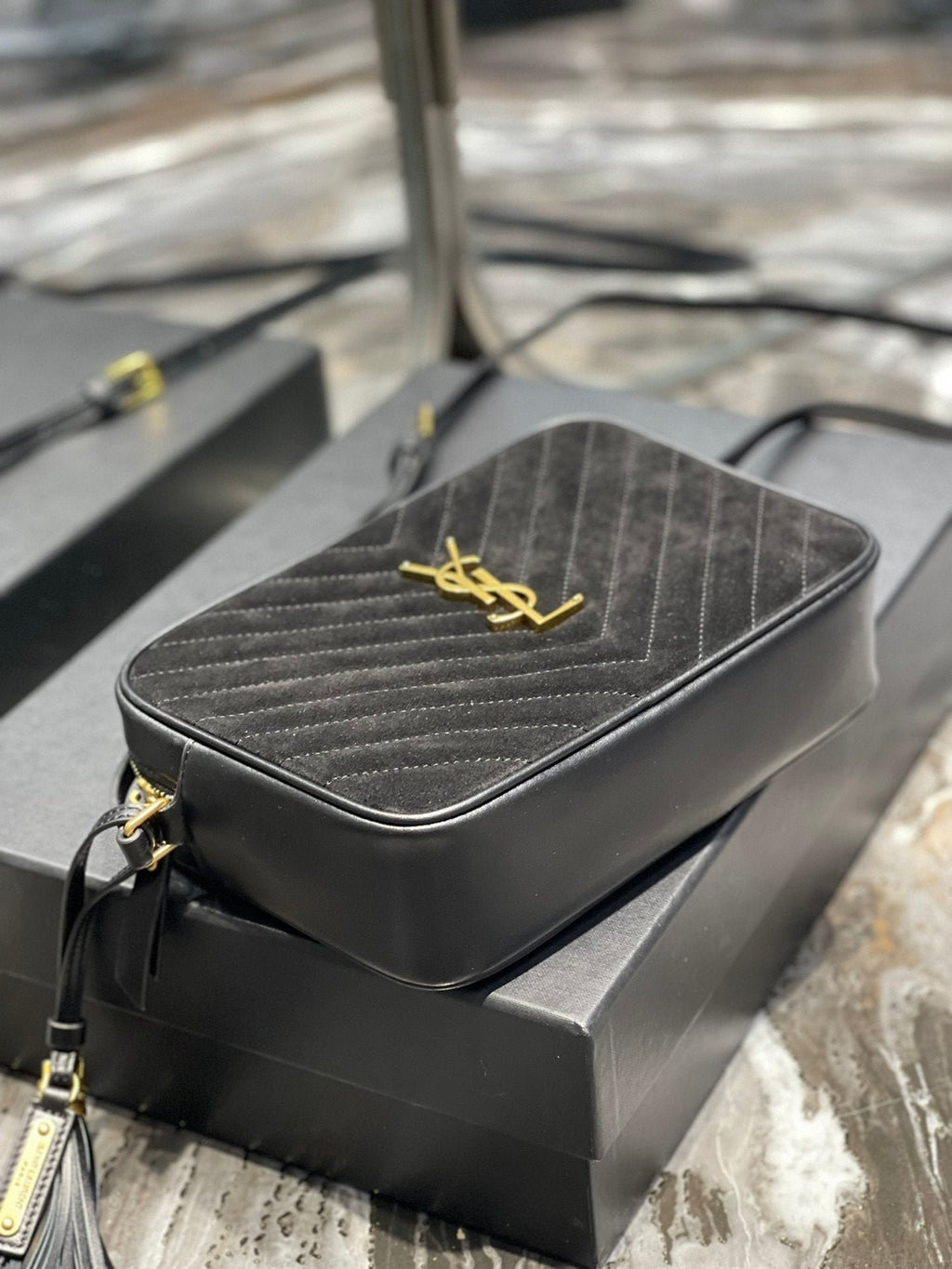 Saint Laurent Lou Camera Bag With Gold Hardware 23cm