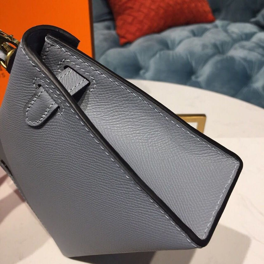Hermes Mini Kelly Light Blue For Women Gold Toned Hardware 7.5in/19cm