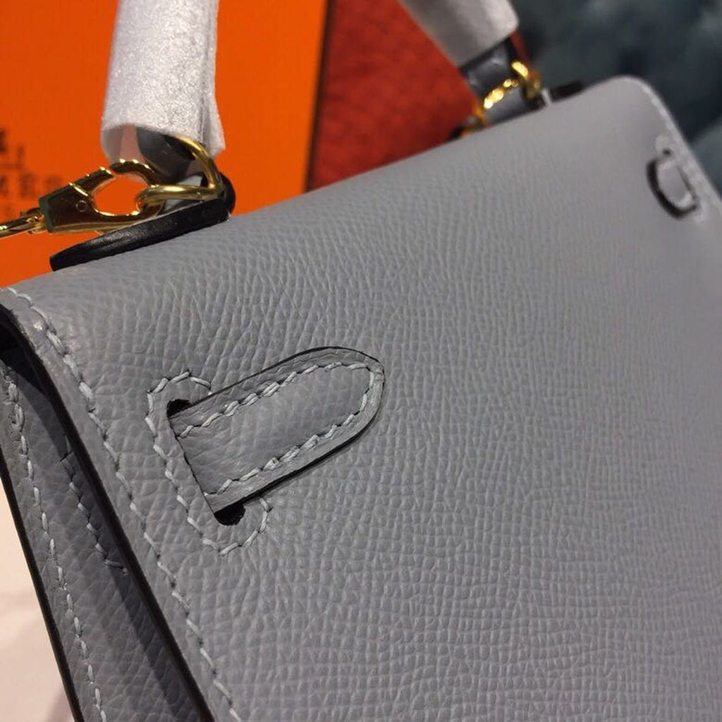 Hermes Mini Kelly Light Blue For Women Gold Toned Hardware 7.5in/19cm