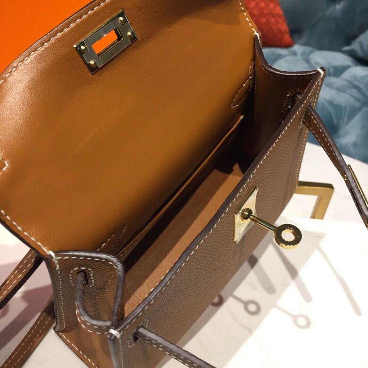 Hermes Mini Kelly Gold For Women Gold Toned Hardware 7.5in/19cm