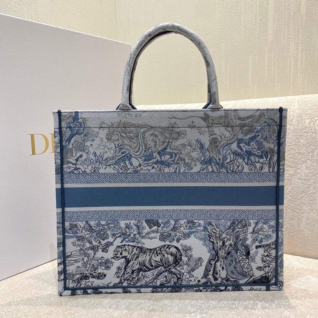 Christina Dior Book Tote Bag 42cm Blue
