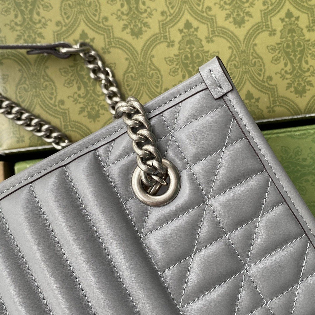 GG Marmont Small Tote Bag Dark Grey Matelassé For Women 10in/26.5cm