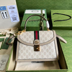 Gucci Ophidia Small GG Top Handle Bag Beige For Women, Women’s Bags 9.8in/25cm