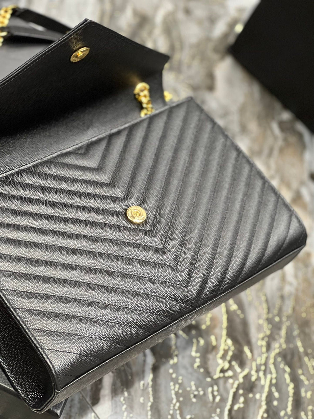 Saint Laurent College Large Chain Bag 32cm Black