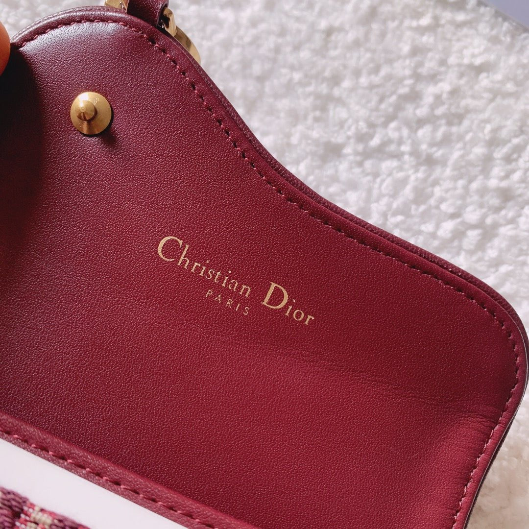 Christian Dior Oblique Saddle Red Wallet 11cm