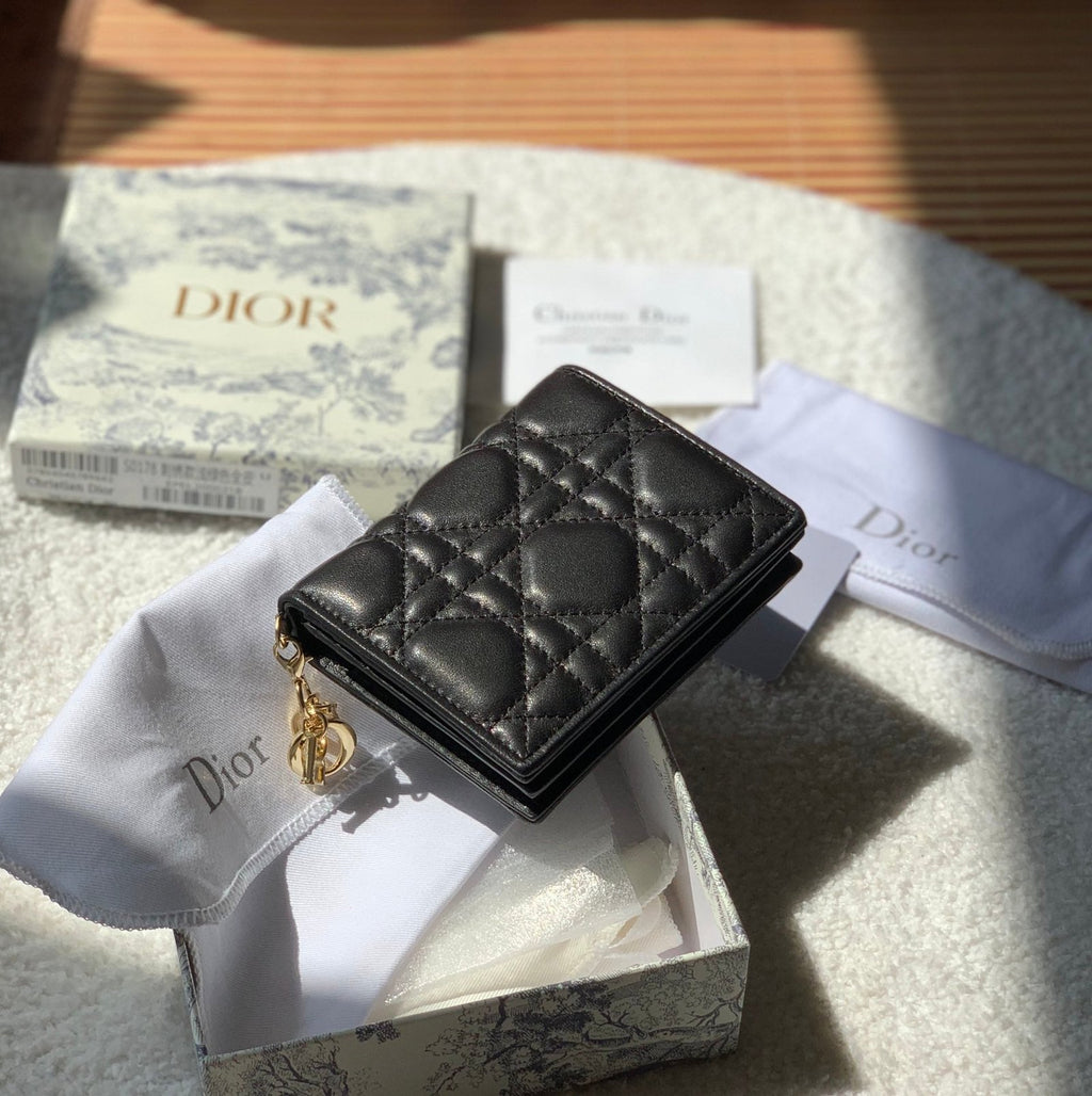 Mini Lady Dior Black Wallet 11cm