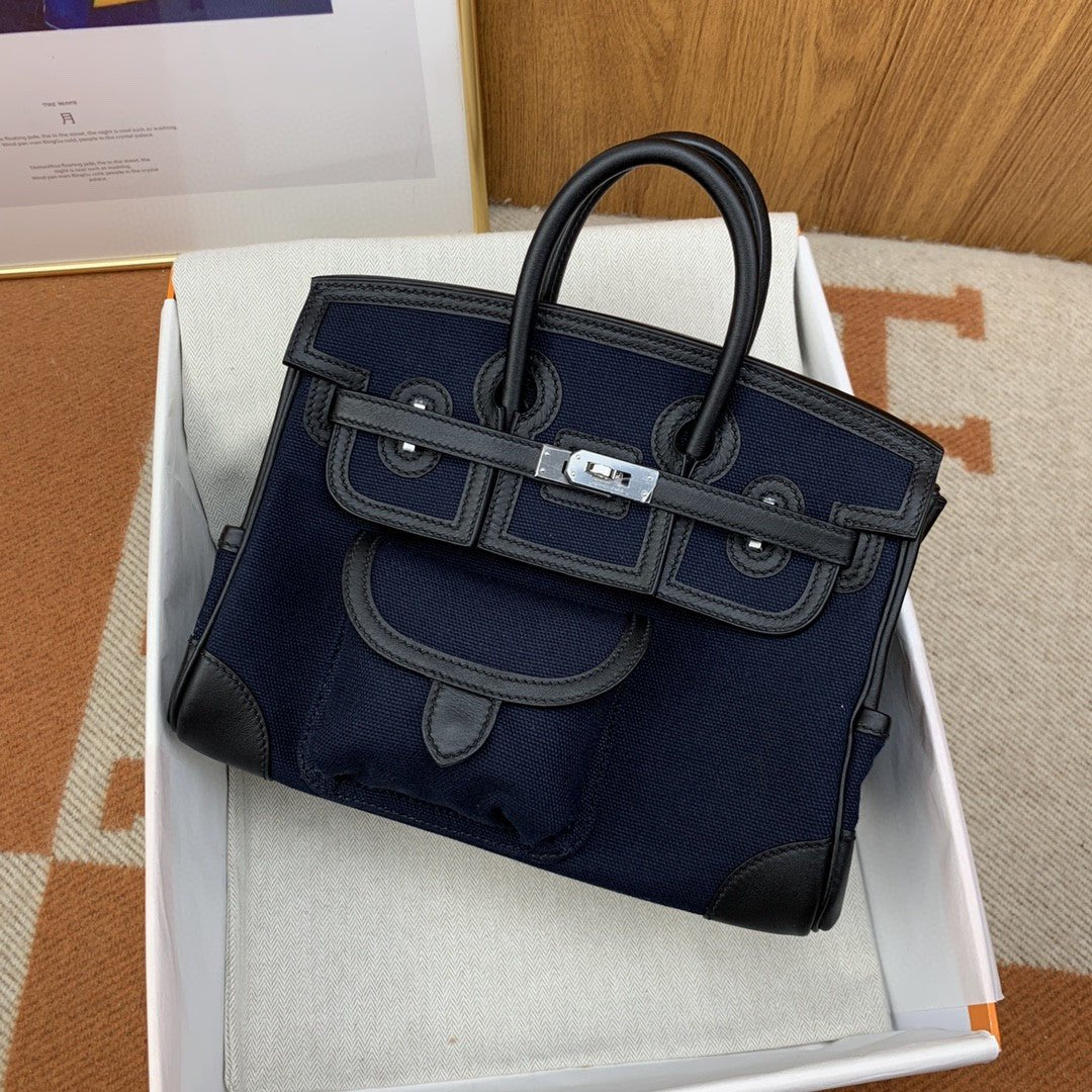 Hermes Birkin Cargo 25 Dark Blue, SIlver Toned Hardware Bag For Women, Women’s Handbags, Shoulder Bags 9.8in/25cm
