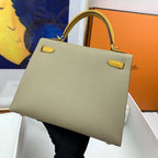 Hermes Kelly 25 Sellier Epsom Greige/Yellow Bag For Women, Women’s Handbags, Shoulder Bags 10in/25cm