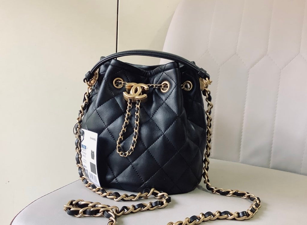 Chanel Classic Bucket Bag Gold Hardware 20cm Black