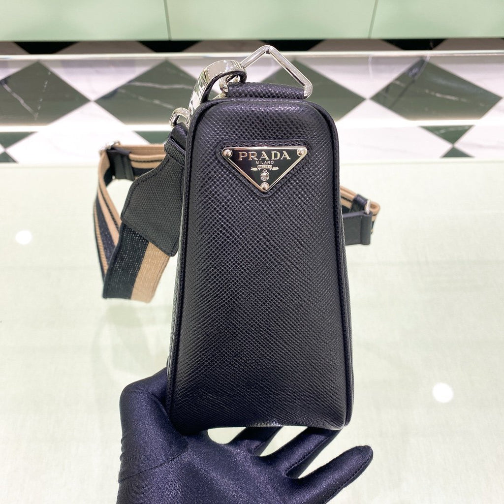 Prada Saffiano Triangle Bag Black For Women, Women’s Bags 11in/28cm