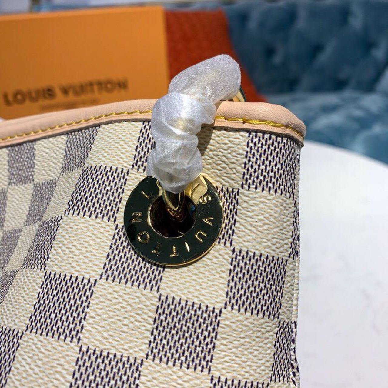 Louis Vuitton Artsy MM Bag 42cm Damier Azur Canvas Spring/Summer Collection N41174, Beige
