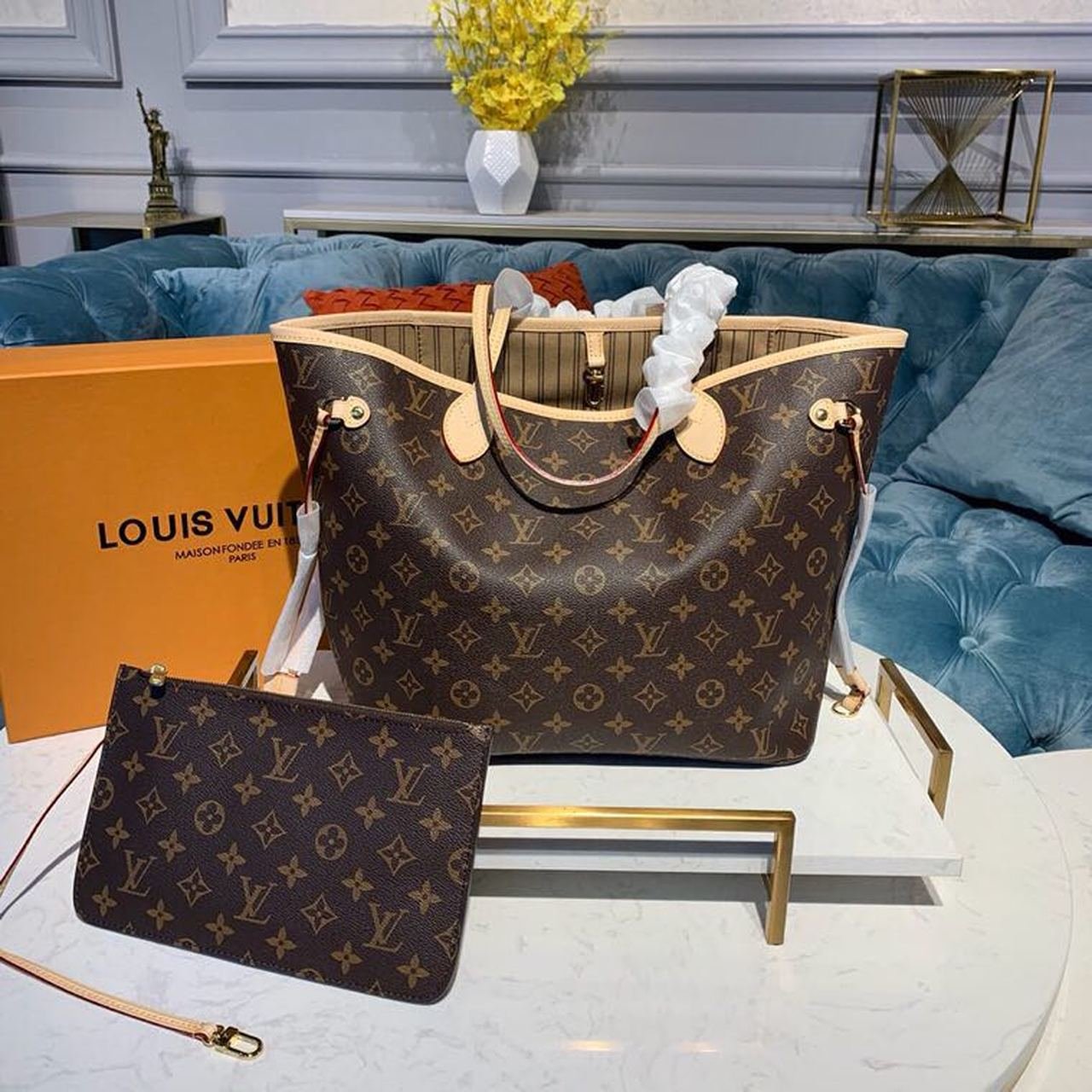 Louis Vuitton Neverfull MM Bag 32cm Monogram Canvas Spring/Summer Collection M40995, Beige