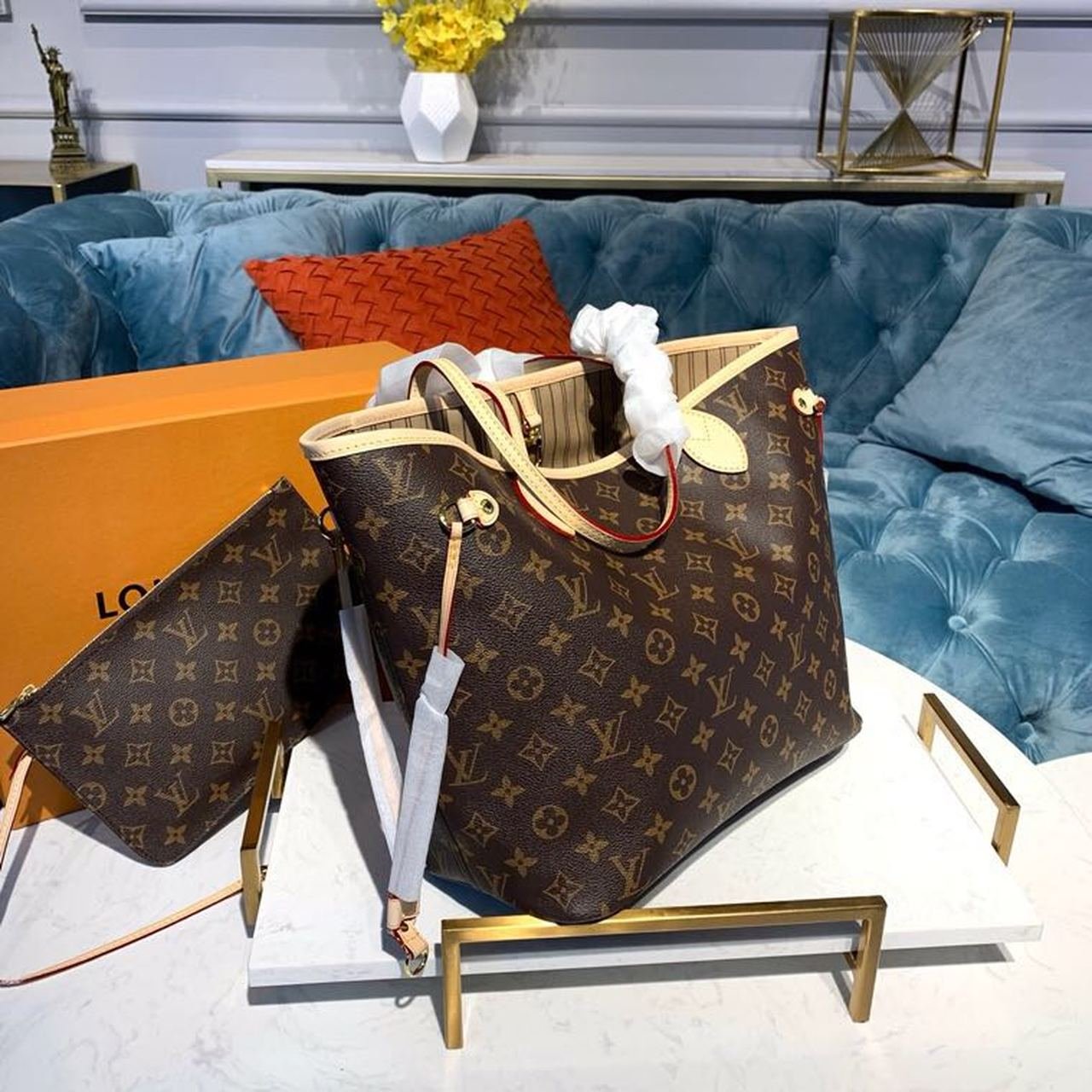 Louis Vuitton Neverfull MM Bag 32cm Monogram Canvas Spring/Summer Collection M40995, Beige