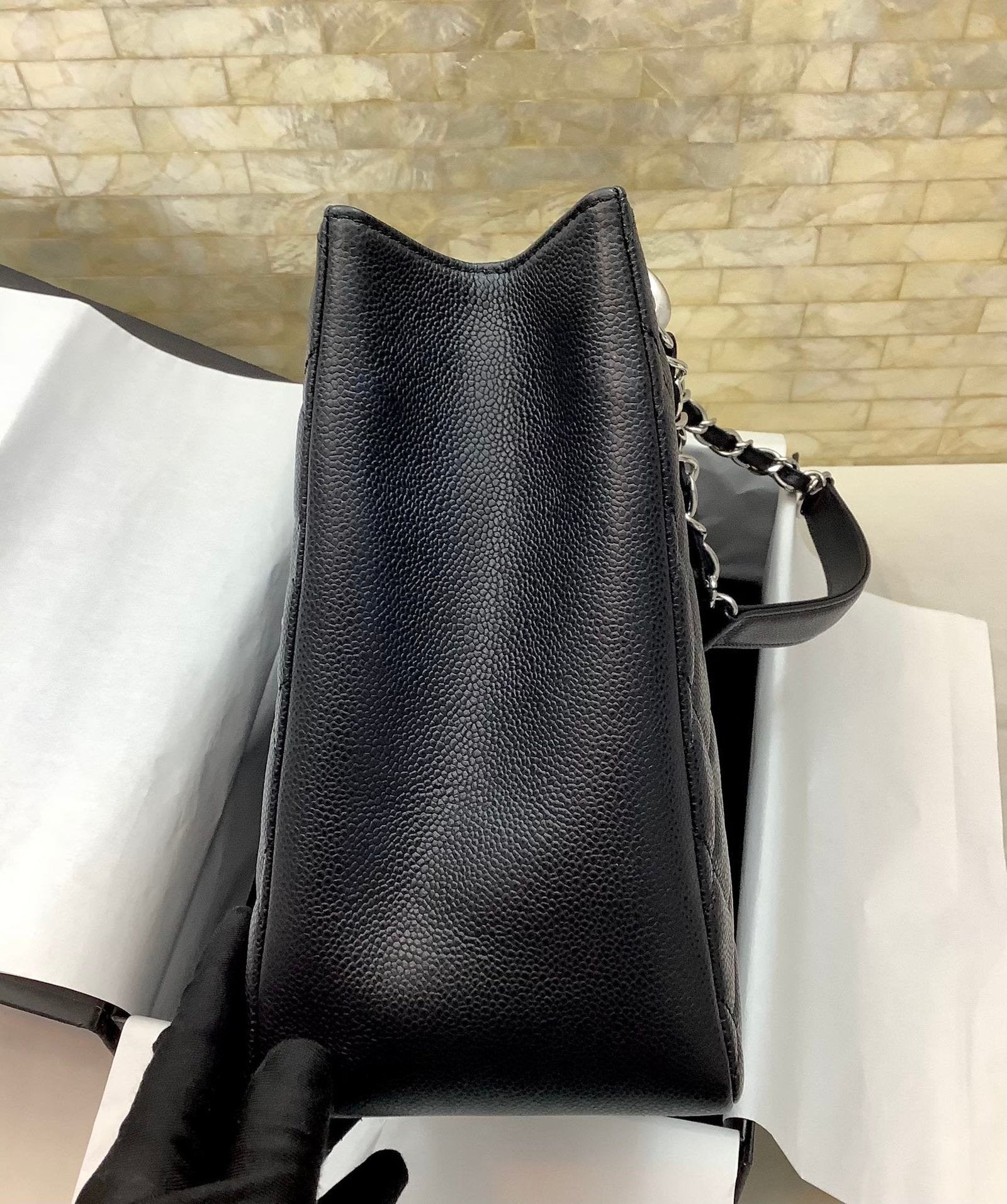 Chanel Classic Tote Bag Silver Hardware 34cm Black