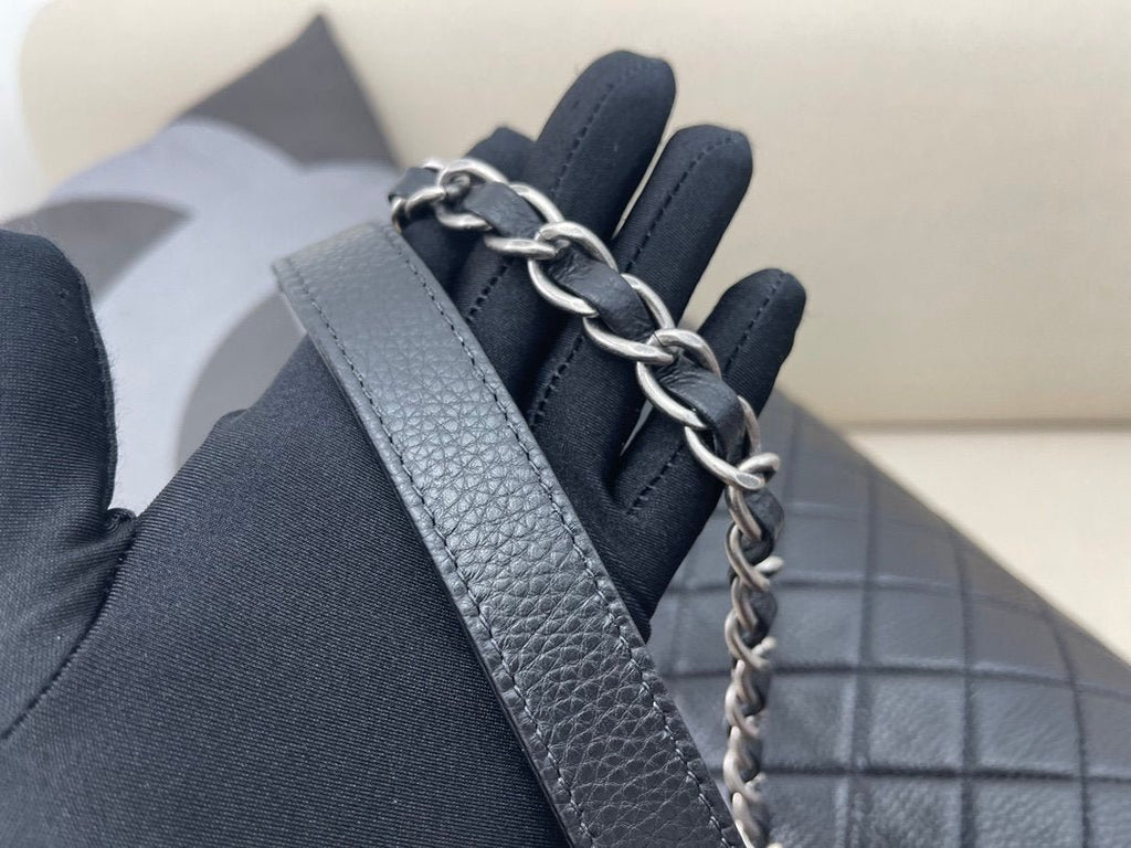 Chanel CoCo Luggage Silver Toned Hardware 46cm Black