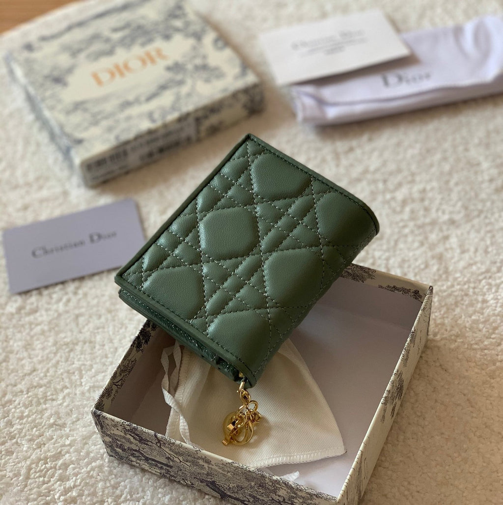 Mini Lady Dior Green Wallet 11cm