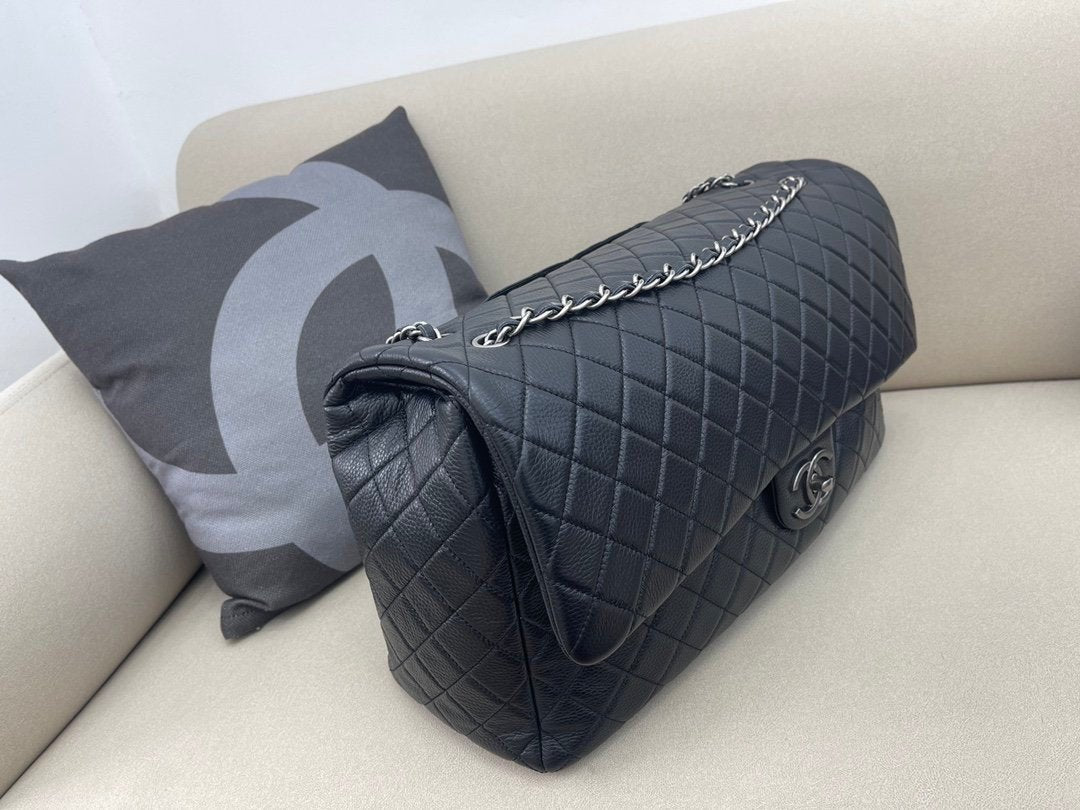 Chanel CoCo Luggage Silver Toned Hardware 46cm Black