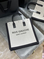 Saint Laurent Rive Gauche North/South Tote Bag In Printed Linen For Women 39cm YSL 632539FAABR9083