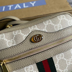Gucci Ophidia Mini GG Bag Beige And Ebony GG Supreme Canvas, With Beige For Women 7in/17.5cm