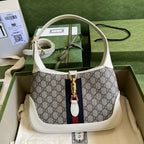 Gucci Jackie 1961 Small Shoulder Bag Beige And Ebony GG Supreme Canvas For Women 11in/28cm