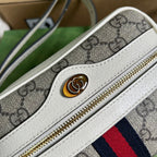 Gucci Ophidia Mini GG Bag Beige And Ebony GG Supreme Canvas, With White For Women 7in/17.5cm