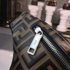 Fendi FF Logo Waist Belt Bag 34cm Calfskin Leather Spring/Summer Collection, Dark Brown