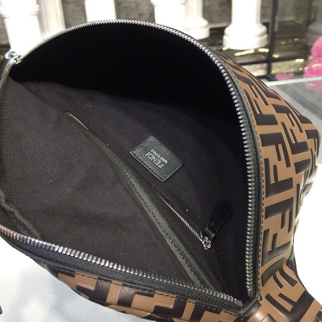 Fendi FF Logo Waist Belt Bag 34cm Calfskin Leather Spring/Summer Collection, Dark Brown