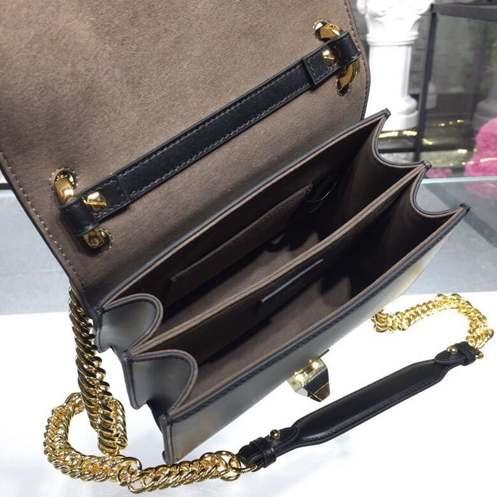 Fendi FF Logo Kan I Bag 20cm Calfskin Leather Spring/Summer Collection Black