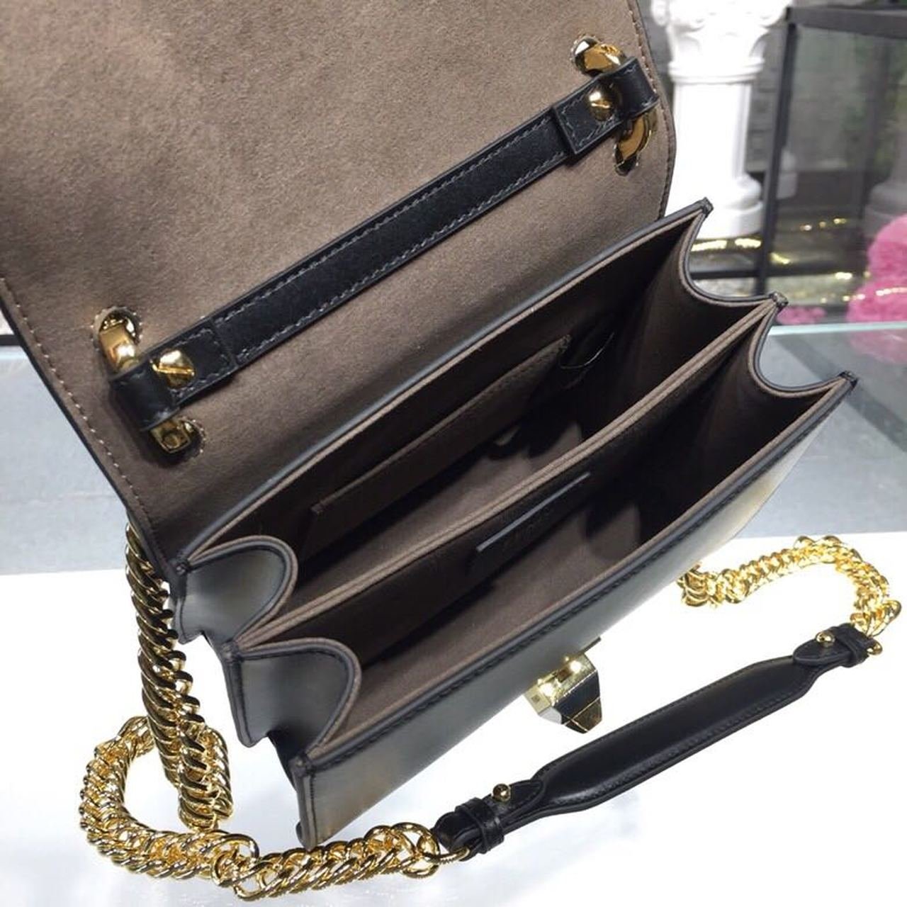 Fendi FF Logo Kan I Bag 20cm Calfskin Leather Spring/Summer Collection Black