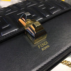 Fendi FF Logo Kan I Bag 20cm Calfskin Leather Spring/Summer Collection Black