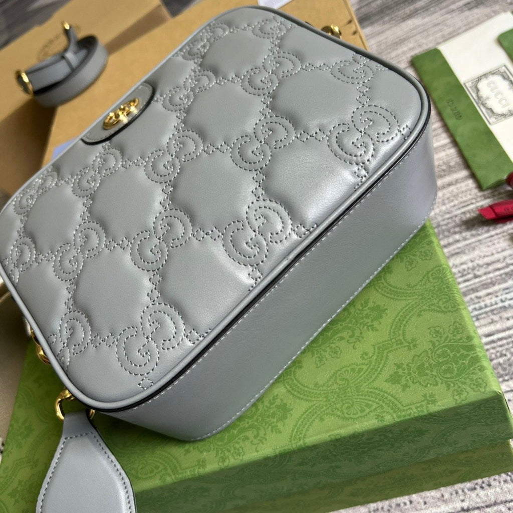 Gucci Matelasse Shoulder Bag Grey For Women, Women’s Bags 8.5in/22cm